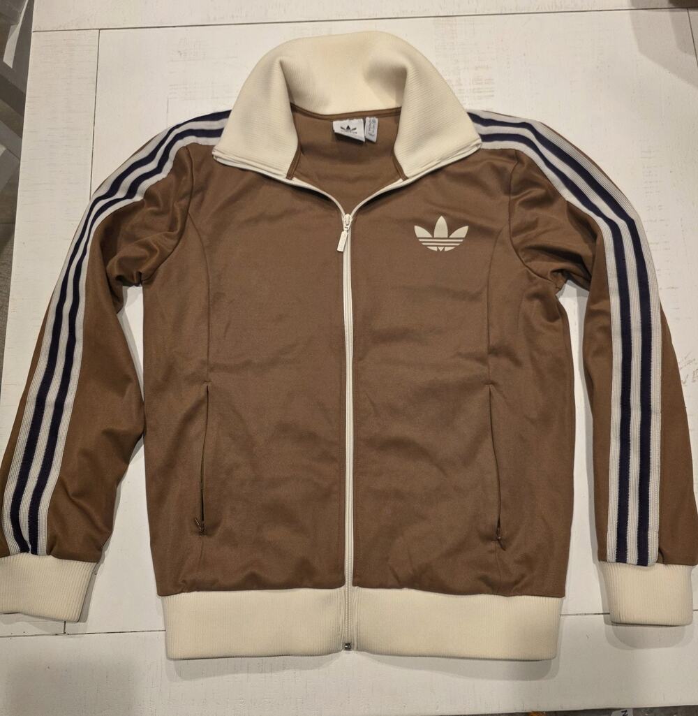 Rare Adidas Originals Track Jacket Brown Cream Purple Stripes Men’s Medium